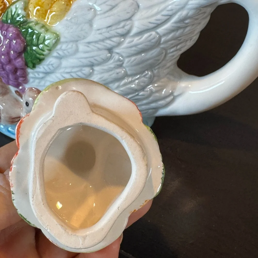 Vintage Colorful Swan Ceramic Teapot